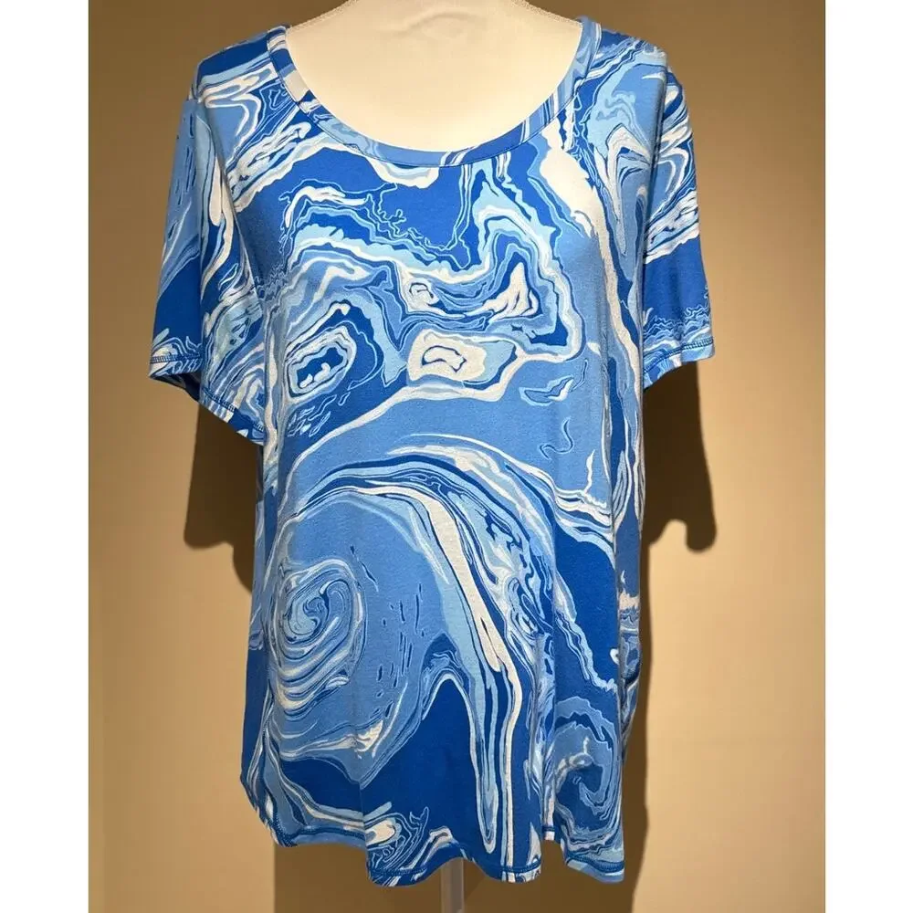 T by Talbots Blue Short Sleeve Shirt Size 2X - Picture 1 of 4